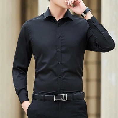 SLIM-FIT COTTON BLEND DRESS SHIRT