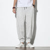 RELAXED COTTON-LINEN STRIPED HAREM PANTS