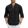 COTTON-LINEN LACE-UP SHIRT