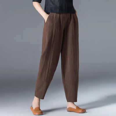 HIGH-WAIST ANKLE-LENGTH HAREM PANTS
