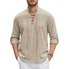 COTTON-LINEN LACE-UP SHIRT