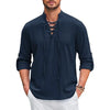 COTTON-LINEN LACE-UP SHIRT