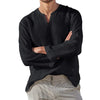 COTTON-LINEN V-NECK PULLOVER SHIRT