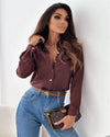 SATIN-EFFECT BUTTON BLOUSE