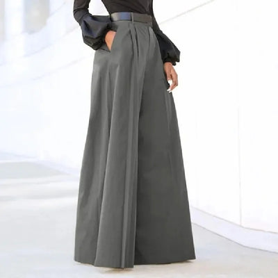 HIGH-WAIST WIDE-LEG COTTON TROUSERS