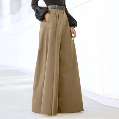 HIGH-WAIST WIDE-LEG COTTON TROUSERS