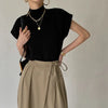 SLEEVELESS KNIT STAND-COLLAR TOP