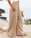 HIGH-WAIST WIDE-LEG SUMMER TROUSERS