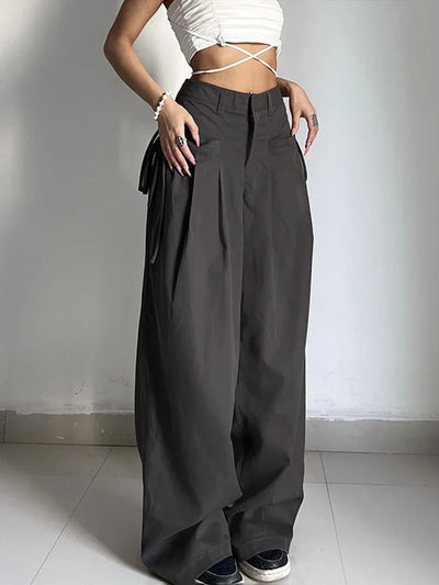 HIGH-WAIST WIDE-LEG PLEATED TROUSERS
