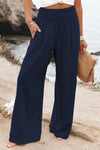 HIGH-WAIST WIDE-LEG SUMMER TROUSERS