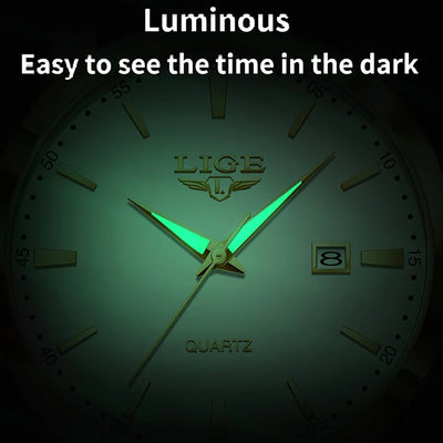 LIGE MOONPHASE LEATHER DRESS WATCH