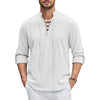 COTTON-LINEN LACE-UP SHIRT
