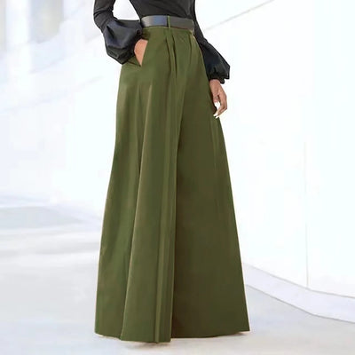 HIGH-WAIST WIDE-LEG COTTON TROUSERS