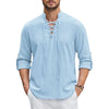 COTTON-LINEN LACE-UP SHIRT