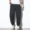 RELAXED COTTON-LINEN STRIPED HAREM PANTS
