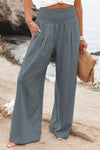 HIGH-WAIST WIDE-LEG SUMMER TROUSERS