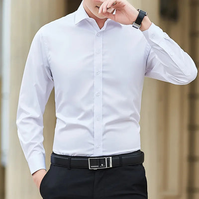 SLIM-FIT COTTON BLEND DRESS SHIRT