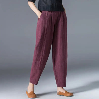 HIGH-WAIST ANKLE-LENGTH HAREM PANTS