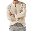 COTTON-LINEN V-NECK PULLOVER SHIRT